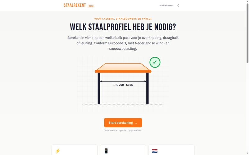 StaalRekent — Staalprofielen berekenen conform Eurocode 3, voor lassers en staalbouwers.