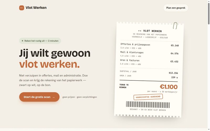 Vlot Werken — De tijdvreter-scan: reken in twee minuten uit wat je papierwerk per maand kost.